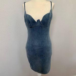 Stretchy Denim Blue Mini Dress